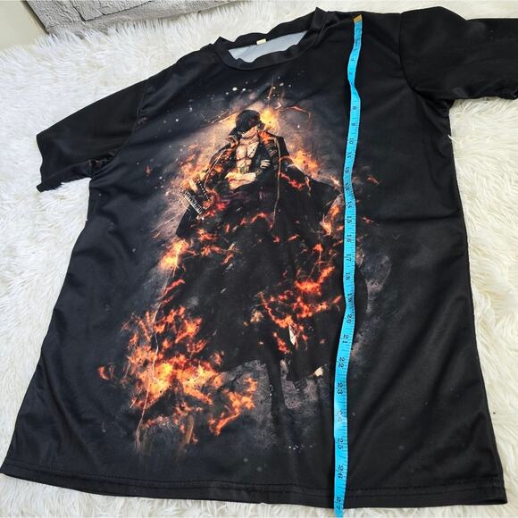 One Piece Roranoa Zoro Anime Graphic Jersey Style Dark Gray Tee Large - Picture 6 of 9